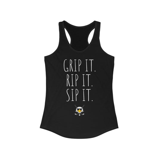 Grip it. Rip it. Sip it. Women's Racerback Tank